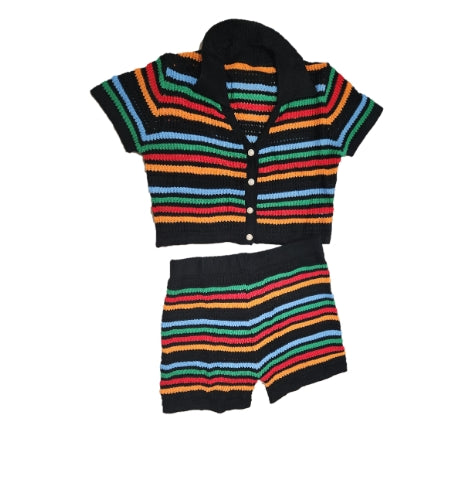 2 Piece Crochet Women Shorts | YEnvyMe Women Knit Short Set | YEnvyMe Shorts w/Crop Top