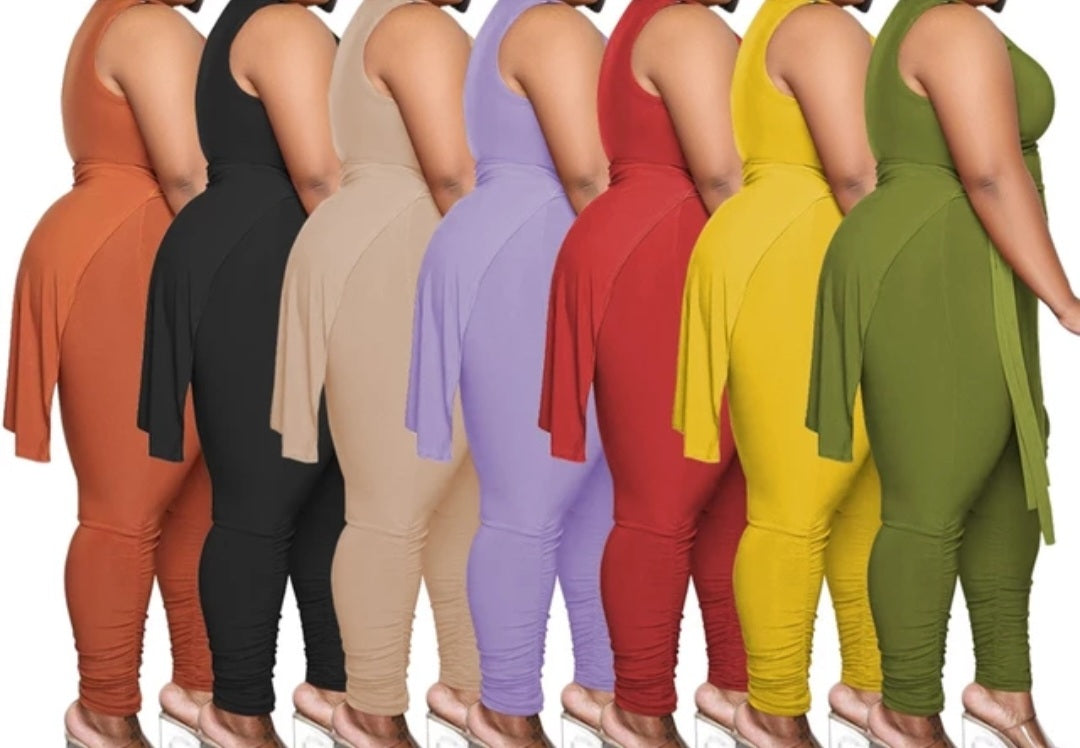 Stacked Skinny Leg 2 Piece | Two Piece Plus Size Pants w/ Long Sleeveless | YEnvyMe 2Piece w/Long Tank |